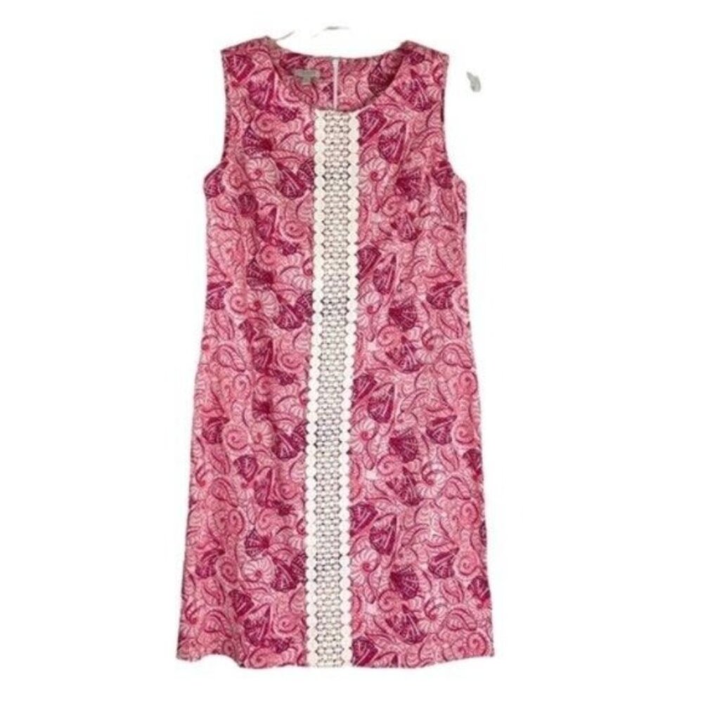 Talbots Pink Shell Pattern Sheath Dress